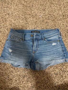 Abercrombie & Fitch Light Wash Distressed Denim Shorts